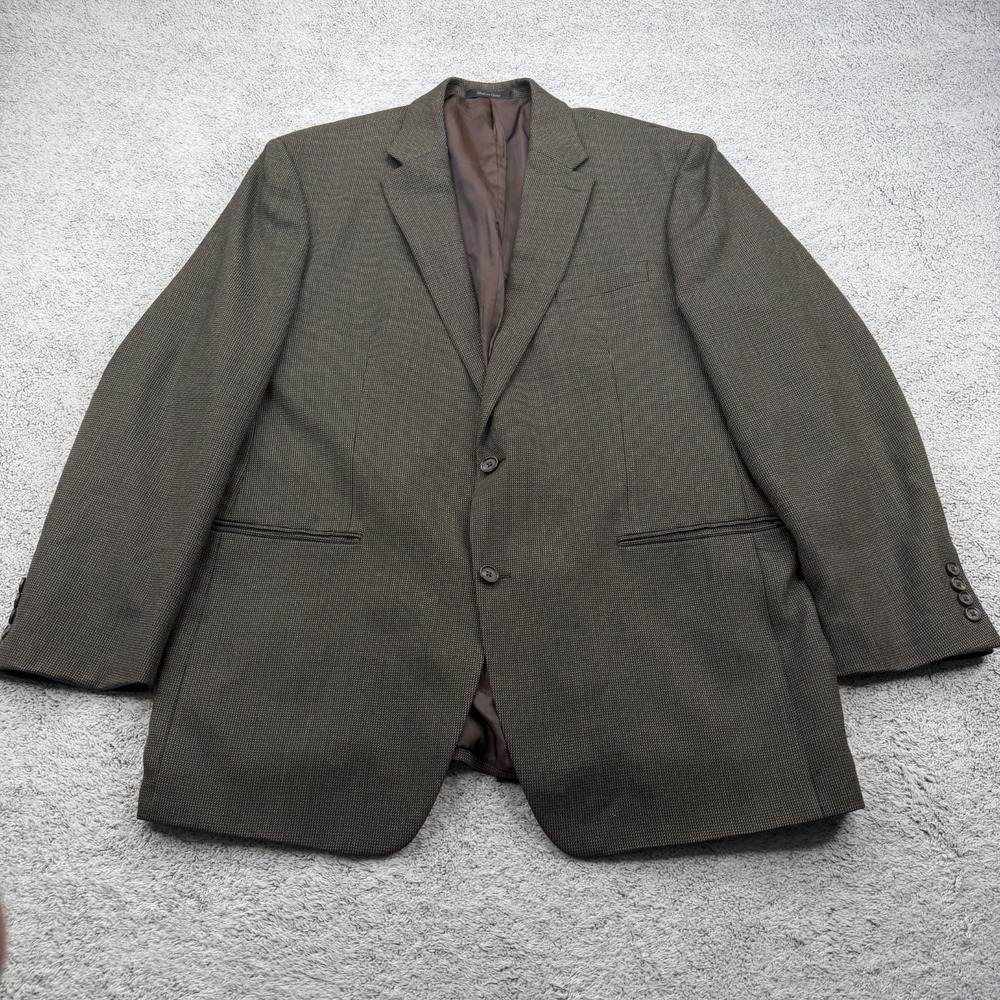 Lauren Ralph Lauren Blazer Mens 46L Brown Textured Houndstooth Wool Sport Coat
